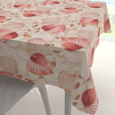 Biante Dekorační čtvercový ubrus Leona LN-172 Růžovo-vínové listy na režném 110x110 cm