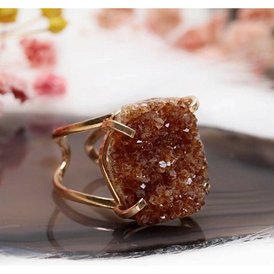 Nefertitis Be Beautiful Citrín drúza prsten NF54561