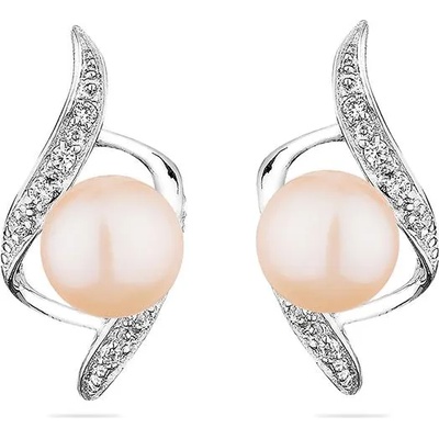 Swan Сребърни обици със сладководни розови перли SE0022P Swan