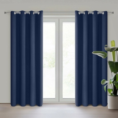 EUROFIRANY ZATEMŇOVACÍ ZÁVĚS NA KROUŽCÍCH ADLEY 135X250 CM TMAVĚMODRÁ