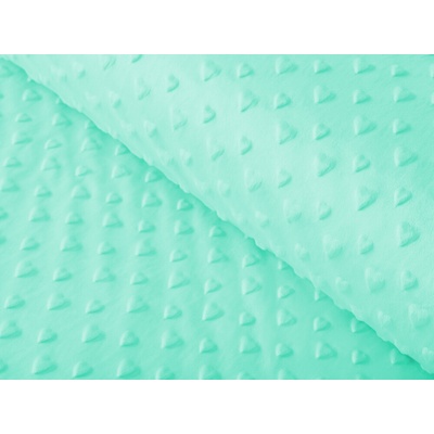 Detská látka Minky 3D srdiečka MKS-002 Mintová - šírka 150 cm