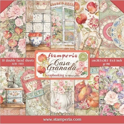 Sada oboustranných papírů CASA GRANADA 190 g/m2 20,3x20,3cm - 10ks
