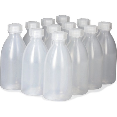 Lahve s úzkým hrdlem z LDPE, se šroubovacím uzávěrem, 250 ml, 12 kusů