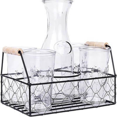 EXCELLENT HOUSEWARE Poháre na limonádu s karafou a košíkom 1l 6 x