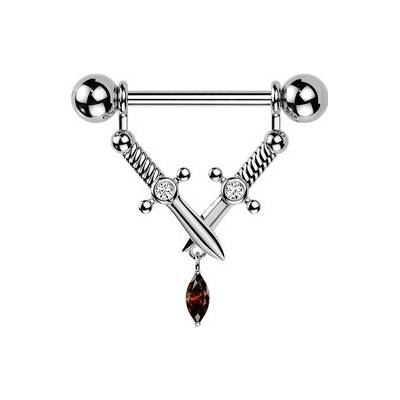 Šperky4U Ozdobný piercing do bradavky s dýkami BR01032