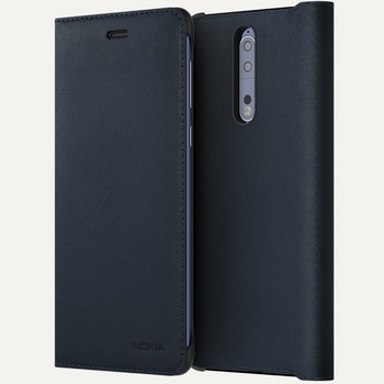Nokia Калъф Nokia 8 CC-701, flip cover, кожен, черен (NOKIA 8 LEATHR FLIP BLU CP-801)