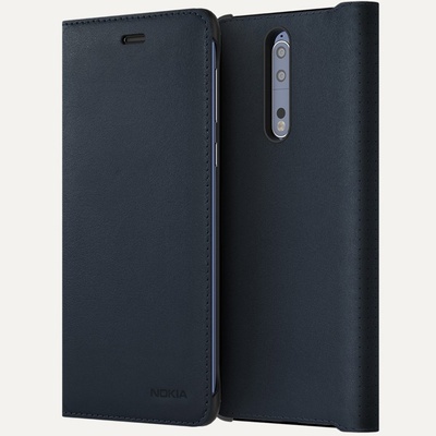 Nokia Калъф Nokia 8 CC-701, flip cover, кожен, черен (NOKIA 8 LEATHR FLIP BLU CP-801)