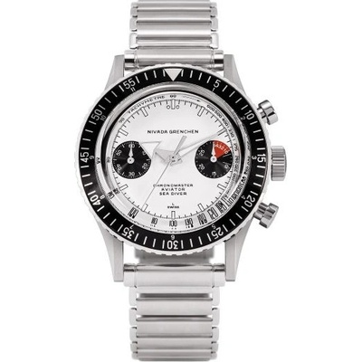 Nivada Grenchen Chronomaster White Panda Inter. Bezel Manual Forstner Bonklip