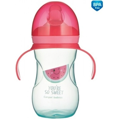 Canpol babies tréningový hrnček so silikónovým náustkom 270 ml So Cool ružový