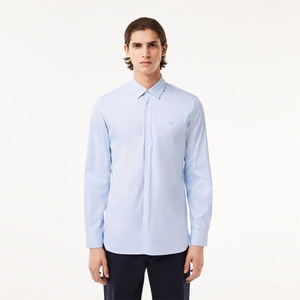 Lacoste Slim Fit Striped Stretch Poplin Shirt - Light Blue