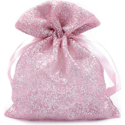 Dárkový pytlík 10x13 cm organza s glitry - 10ks Varianta: 4 pudrová, Balení: 10 ks