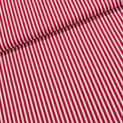 Jizerka Bavlněné plátno Jolana JO003/01 červený a bílý proužek 5mm, š.150cm (látka v metráži)