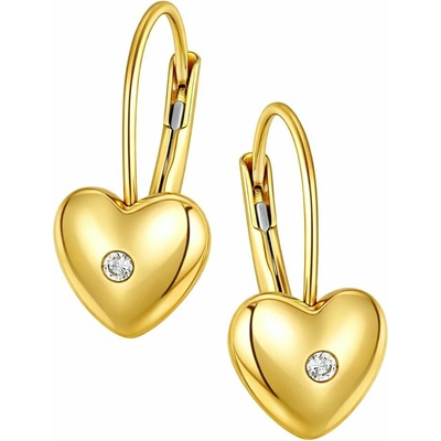 Zlaton Náušnice žluté zlato srdce s kamenem 1.5cm 1.55g 000402006228