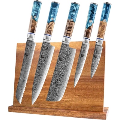 Sakuro Kuchyňský set 5 nožů SaKuRo blue z damaškové oceli