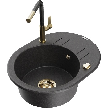 Mexen Kevin гранитна мивка с 1 отделение, отцедник и кухненски смесител Flora, (6517-76-670401-75-G)