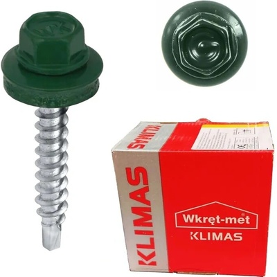 Samořezný střešní farmářský šroub KLIMAS 4,8 x 35 mm RAL 6005 mechově zelený s podložkou EPDM (250 ks/bal) – Zboží Mobilmania
