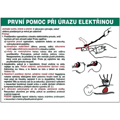 DUKO PRVNÍ POMOC PŘI ÚRAZU ELEKTŘINOU Formát: 420 x 297 mm, Materiál: samolepící vinylová fólie