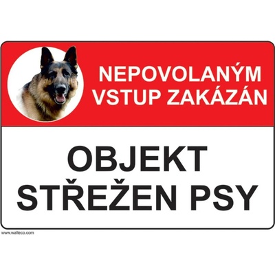 Walteco Objekt střežen psy 210x148mm, formát A5, plastová tabulka Množství: 1 ks , 20118