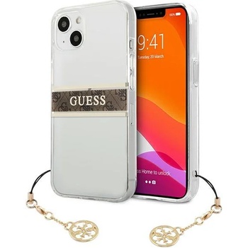 GUESS Калъф Guess GUHCP13SKB4GBR 4G Strap Charm, за iPhone 13 mini, прозрачен (GUE001620-0)