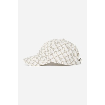 Karl Lagerfeld Памучна шапка с козирка Karl Lagerfeld в бежово с десен A2W33016 (A2W33016)