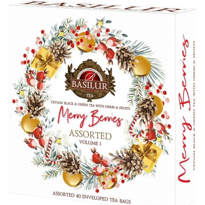 Basilur Vánoční dárková kazeta čajů Merry Berries 40 ks