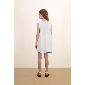 Tinycottons Детска рокля с лен SWANS BOWS DRESS (SS26.229)