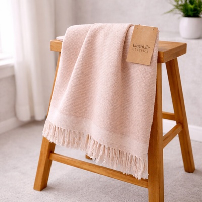 Ovitex Linen ľanová osuška 70x140 cm pudrová bavlna / ľan