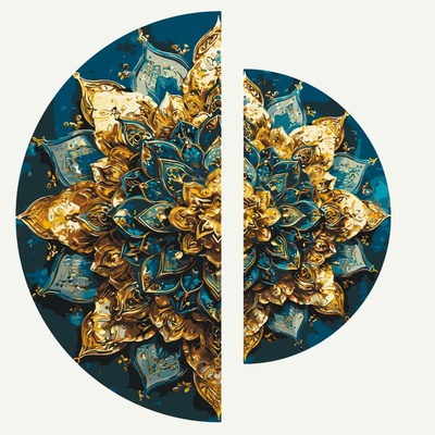 Origami Malování podle čísel na rámu Ø50 cm + Ø70 cm Ornament záře Květiny s metalickými barvami OSR 1016