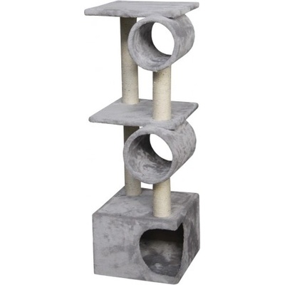 NOBBY КАТЕРУШКА ЗА КОТКИ "LIDO" тъмно сив - на три нива с драскалка, хралупа и два тунела 35 x 35 х 112 см NOBBY Германия 63730-28