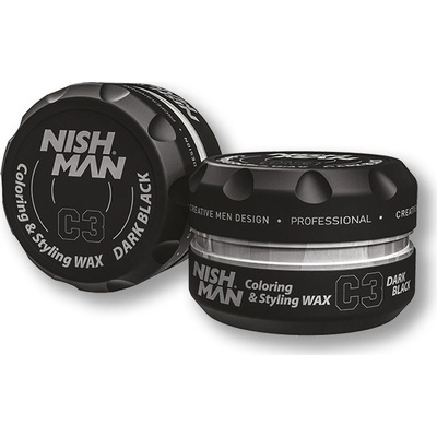 NishMan farbiaci vosk na vlasy C3 Dark Black 100ml