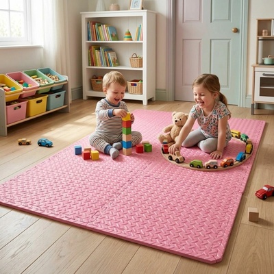 Pepita Veľká Prémiová Penová podložka puzzle 240x120cm 8 ks 60x60cm ružová