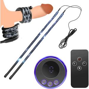SuperLove E-Stim Cock Torture Set Winding Silicone Electrodes Black