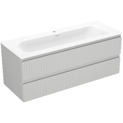 Rivel шкаф за баня 120 см с мивка Vela, 2 чекмеджета, оребрен, сив мат/бял (91A20-12047-2-BFF62-W23M01)