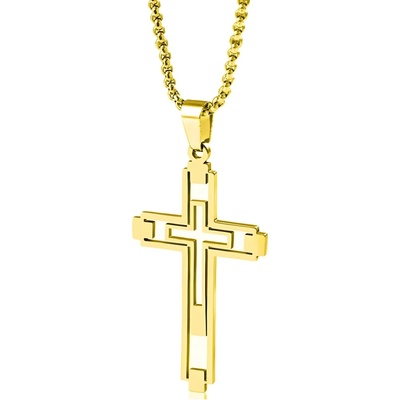 Harahu Náhrdelník EM-34150 Cross Zlatá