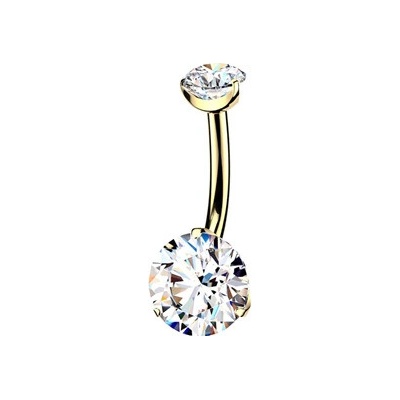 Šperky4U Pozlacený piercing do pupíku - TITAN - TIT1746-C