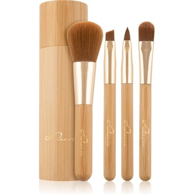 Luvia Cosmetics Bamboo štetec na očné tiene 1 ks + štetec na očné linky 1 ks + kontúrovací štetec 1 ks + štetec na púder 1 ks + puzdro na štetce 1 ks
