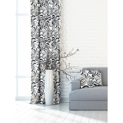 Záves dekoračná alebo látka, OXY ornamentálne kvet, šedý, 150 cm 150 cm