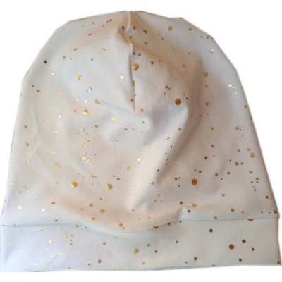 čepice bílá se zlatými tečkami