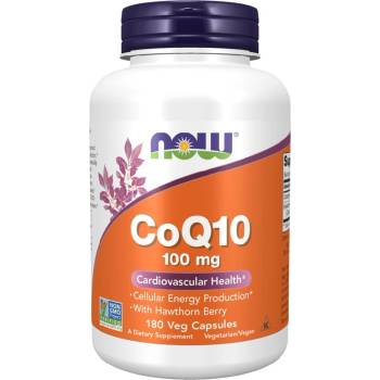 NOW NOW CoQ10 100mg with Hawthorn Berry, 180 Veg Capsules