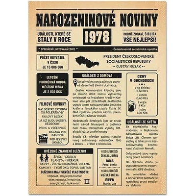 Narozeninové noviny 1978 - jednostranné - Panna, Černobílé