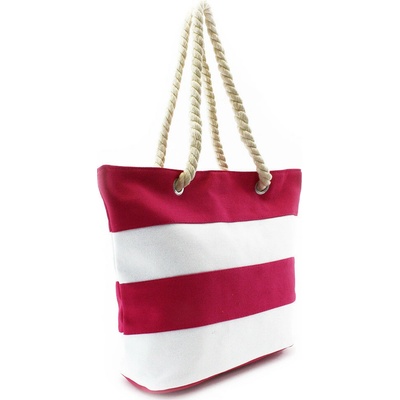 Ružovobiela pruhovaná textilná dámska plážová taška Despina