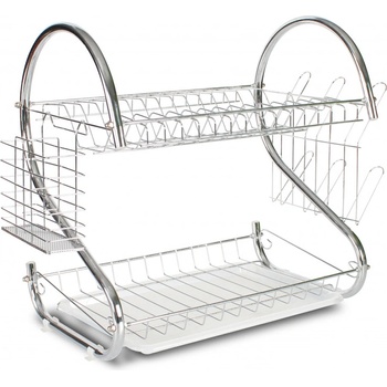 Rosberg Сушилник за съдове Rosberg R53000H, 2 нива, Поставки за прибори и чаши, Хром (R53000H)