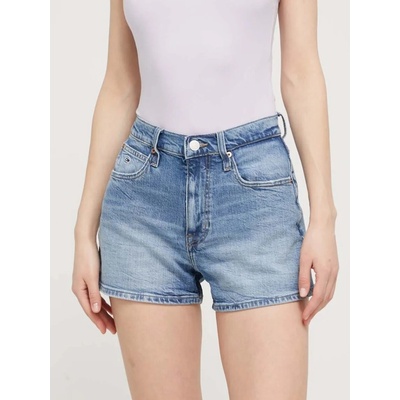 Tommy Jeans Džínové šortky dámské hladké high waist DW0DW17642 modrá