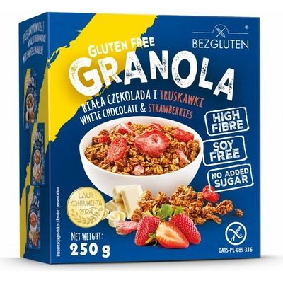 Bezgluten Granola biela čokoláda a jahody 250 g