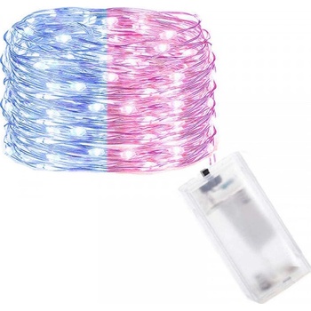SPRINGOS LED reťaz Nano Duo 2 m 20 LED 2x AA ružová modrá