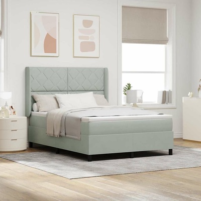 zahrada-XL 3342056 Postel s boxspringem s čelo Světle šedá samet