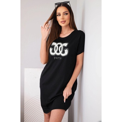 Fashionweek dámske oversize šaty s potlačou K12442 Čierna