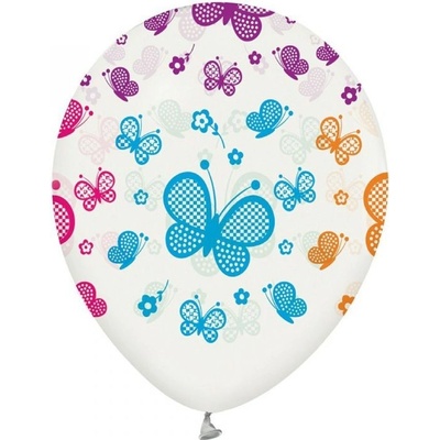 Paper Design Nafukovací balónky 30cm bílé s motýly