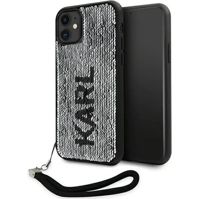 Кейс Karl Lagerfeld KLHCN61PSQRKS за iPhone 11 / Xr 6.1", сребрист / сребрист, твърд, Sequins Cord (KF001656-0)
