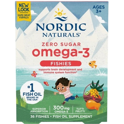 Nordic Naturals Zero Sugar Omega-3 Fishies 300 mg [36 Дъвчащи гел капсули] Плодове